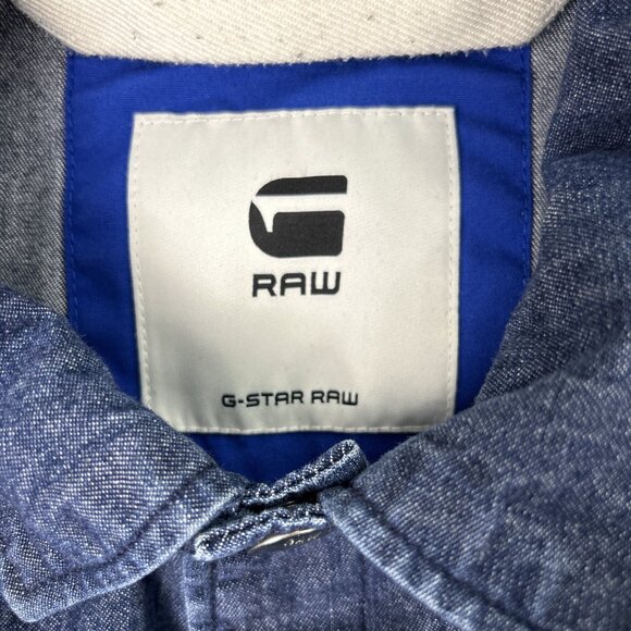 G Star Raw Men’s Small Button Up Denim Shirt DeniSetscale PM Overshirt Blue - Picture 3 of 10